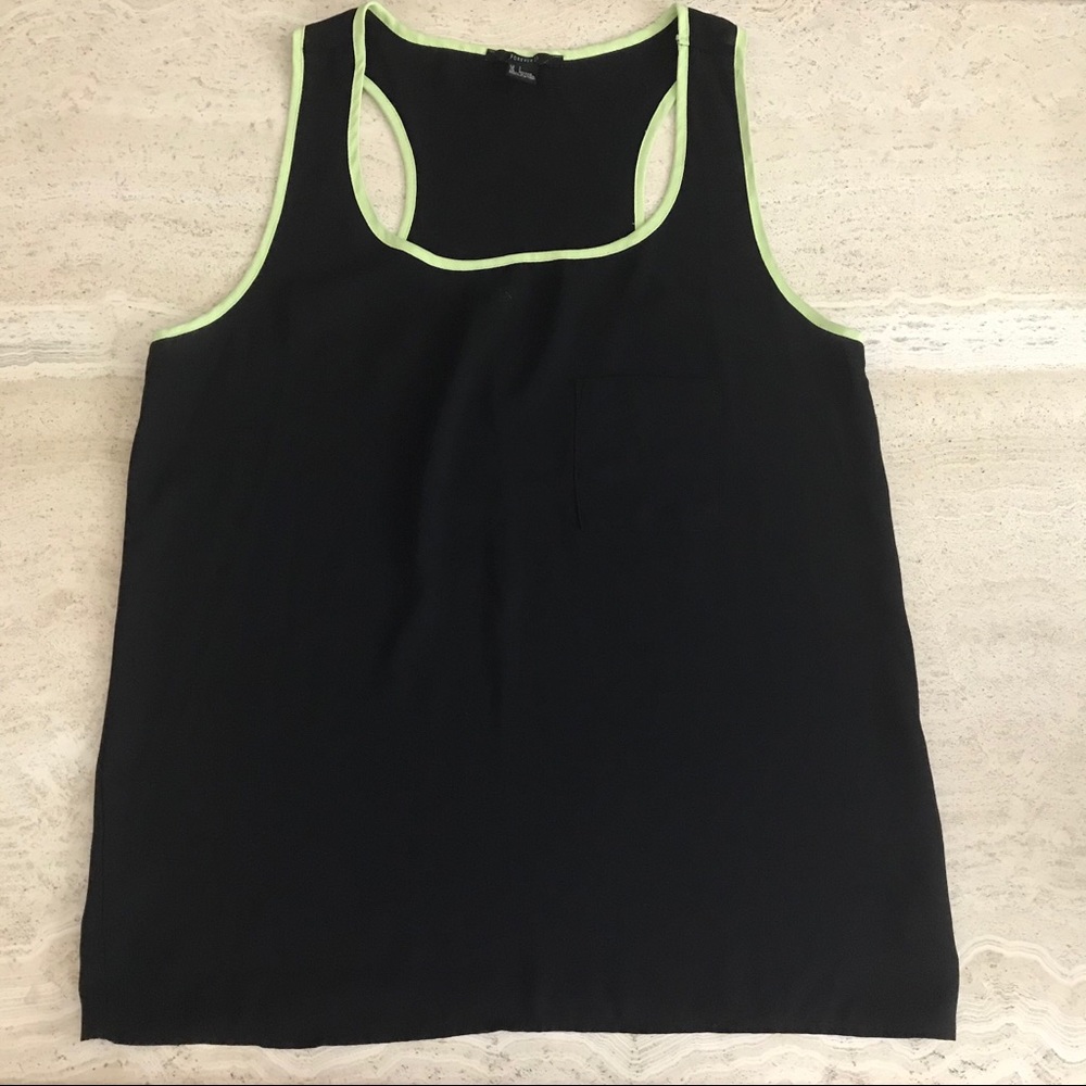 Forever 21 Black tank top with neon green rim